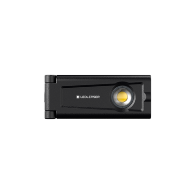 Ledlenser iF2R Spotlight compact rechargeable floodlight in black with a centered yellow LED lens