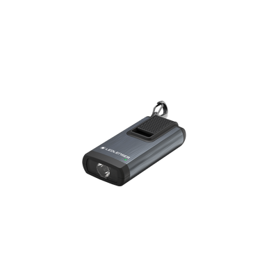 Ledlenser K6R Keychain Light portable rechargeable flashlight with carabiner clip in a dark metallic finish compact handheld torch