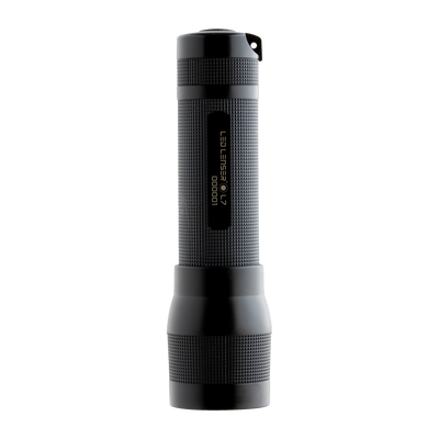 Ledlenser L7 Black Torch vertical view showing textured black body with compact head and side label