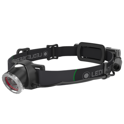 Ledlenser MH10 Headlamp black with adjustable strap front light housing and side battery pack visible