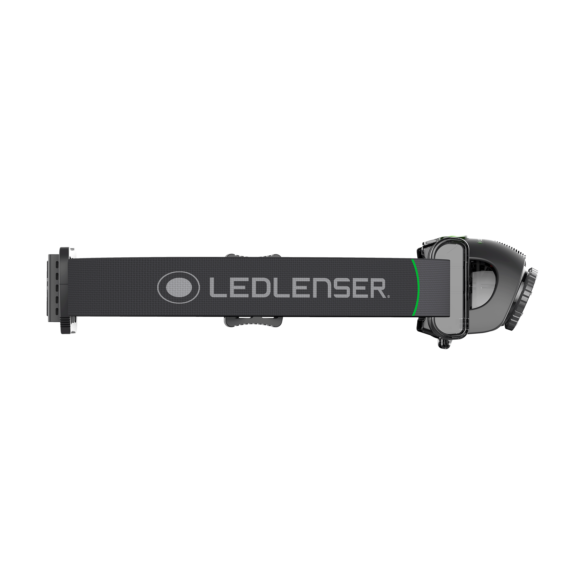 MH2 Headlamp with black strap featuring Ledlenser logo and compact front light unit on right