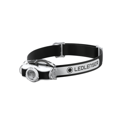 MH3 Headlamp with adjustable headband white and black housing shown mounted on a strap