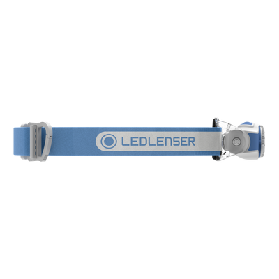 MH3 Headlamp with blue elastic headband and compact mount on the right side showing Ledlenser branding
