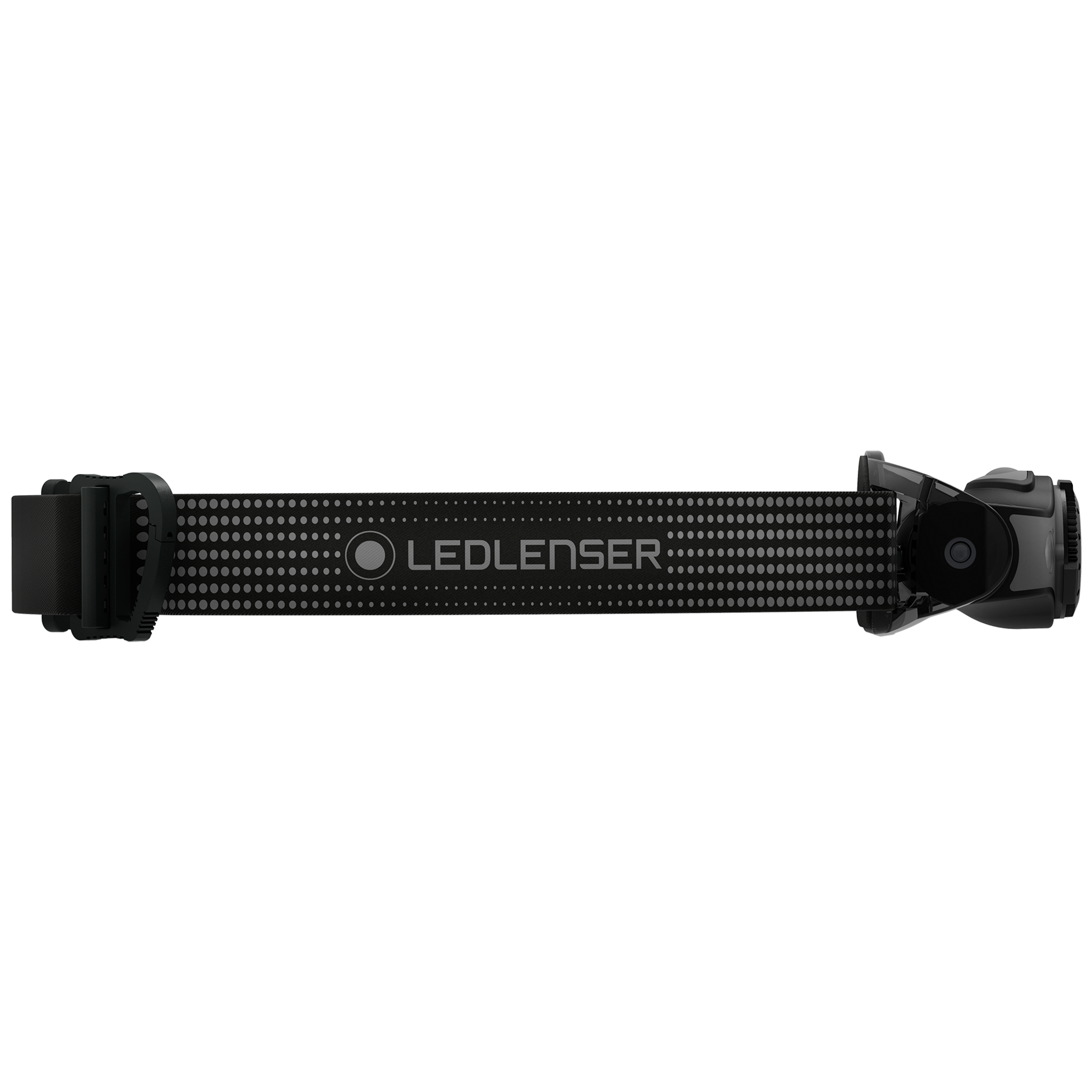 MH5 Outdoor Headlamp shown on a black dotted headband with side battery pack