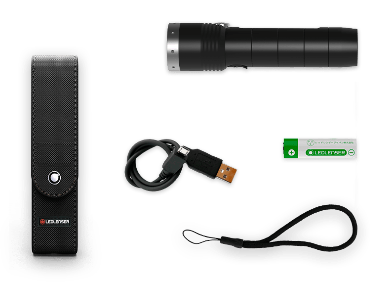 Ledlenser MT10 Torch with USB charging cable rechargeable battery charging dock and carrying holster