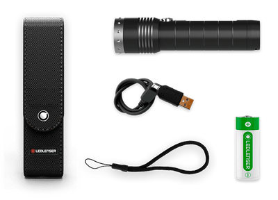 MT14 Torch with charging dock USB charging cable wrist lanyard and spare battery