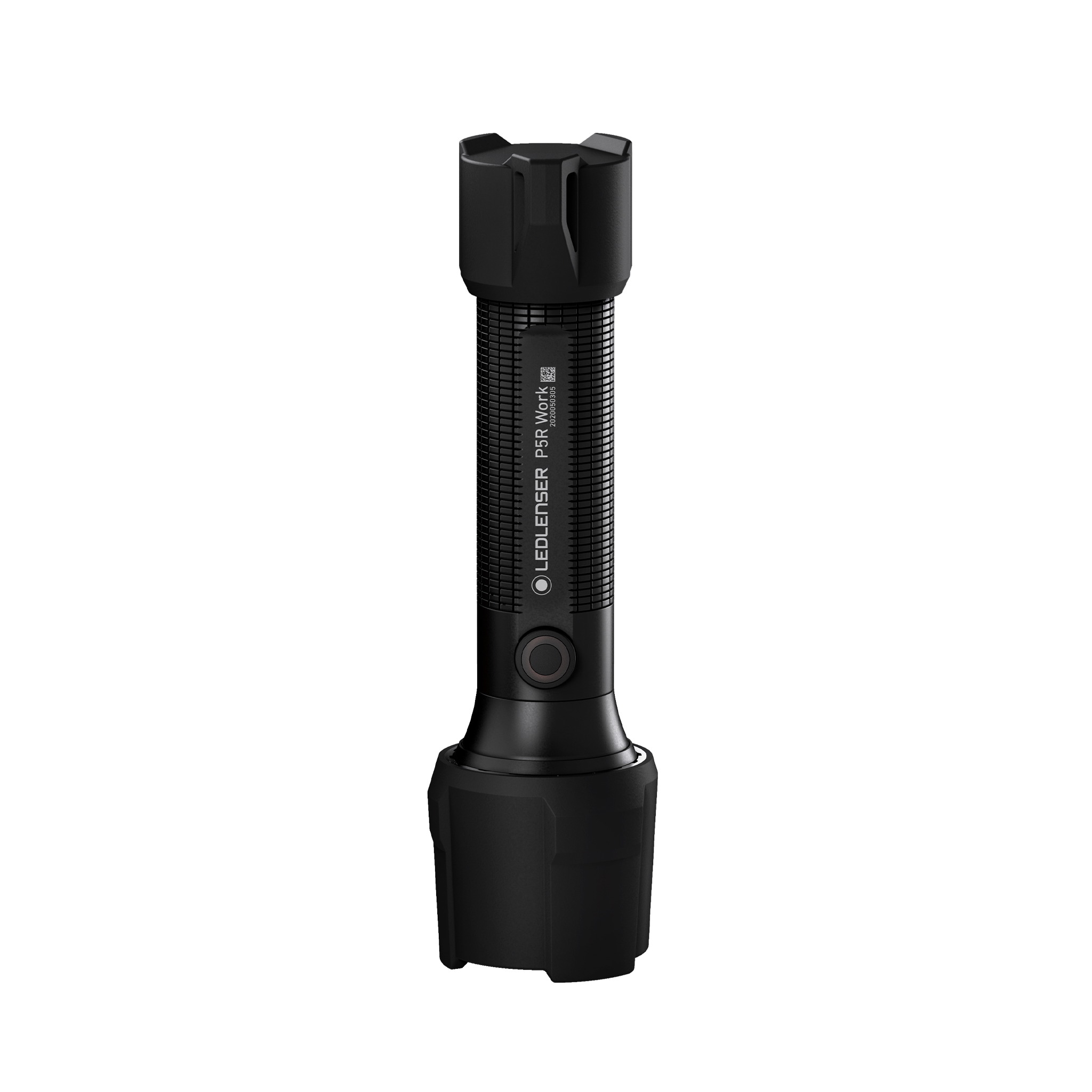 Ledlenser P5R Work Torch vertical handheld rechargeable flashlight with textured grip and removable end cap