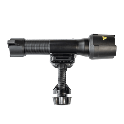 Ledlenser Universal Mounting Bracket Type E mounted on a tripod clamp for headlamps and torches