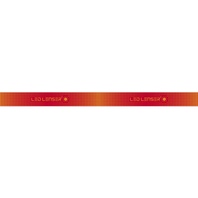 SEO Headband for Headlamp Ledlenser red elastic headlamp strap with a dotted gradient pattern laid flat for display