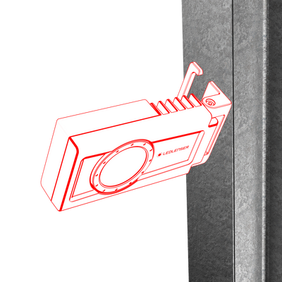 Ledlenser iF3R Spotlight outline showing compact rechargeable handheld spotlight with wall mount bracket