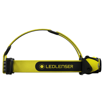 Ledlenser iH9R Headlamp with yellow adjustable head strap and front light unit