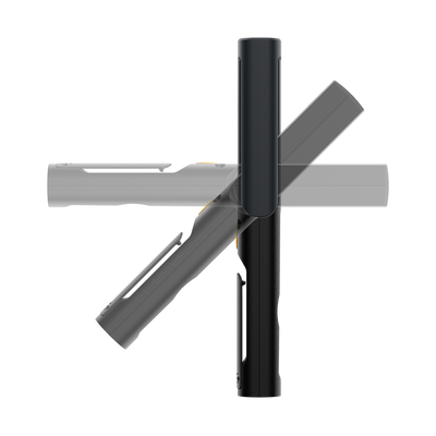 Ledlenser iW4R Work Light shown in a multi angle product shot with a black cylindrical body and mounting components